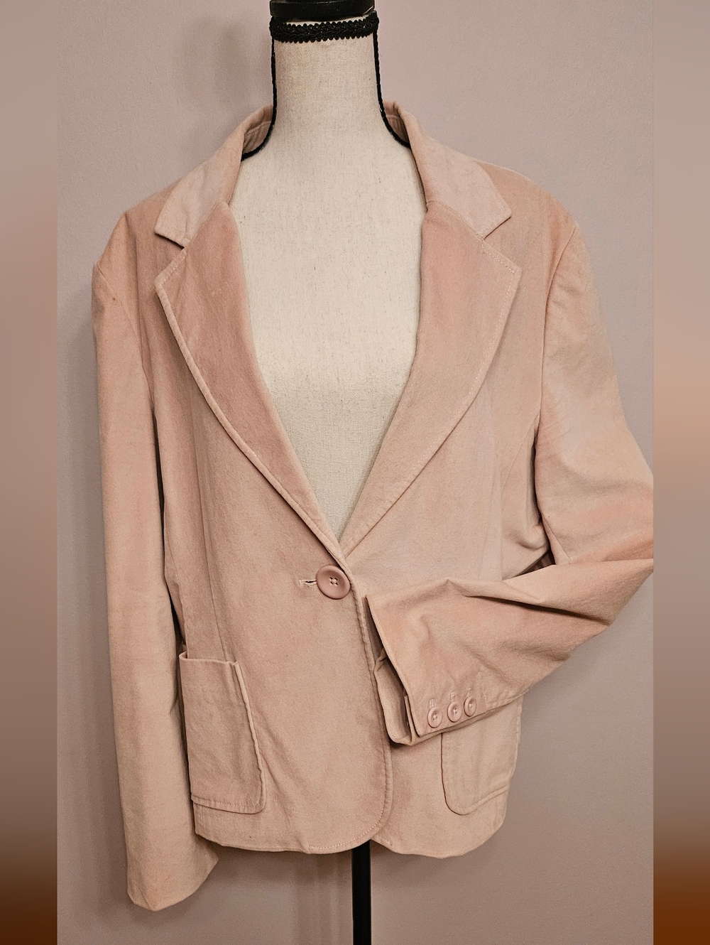 Vintage Plus Size 20 Pink Faux Suede Blazer